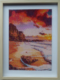 Beach Scene made by studding > 10,000 rhinestones for this artwork